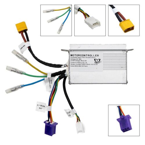 Controlador motor con conexiones y cables.