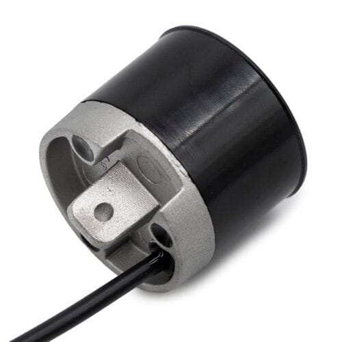 Sensor ultrasonido negro con cable visible