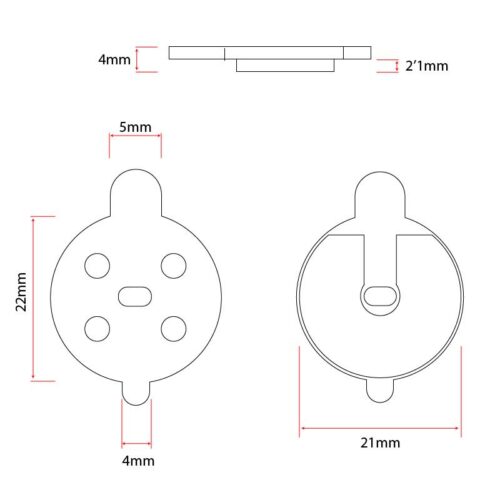 Diseño de pieza circular con dimensiones detalladas.